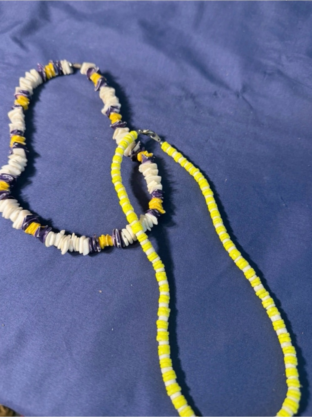 Handcrafted Yellow and White Beaded Women's Necklace Duo